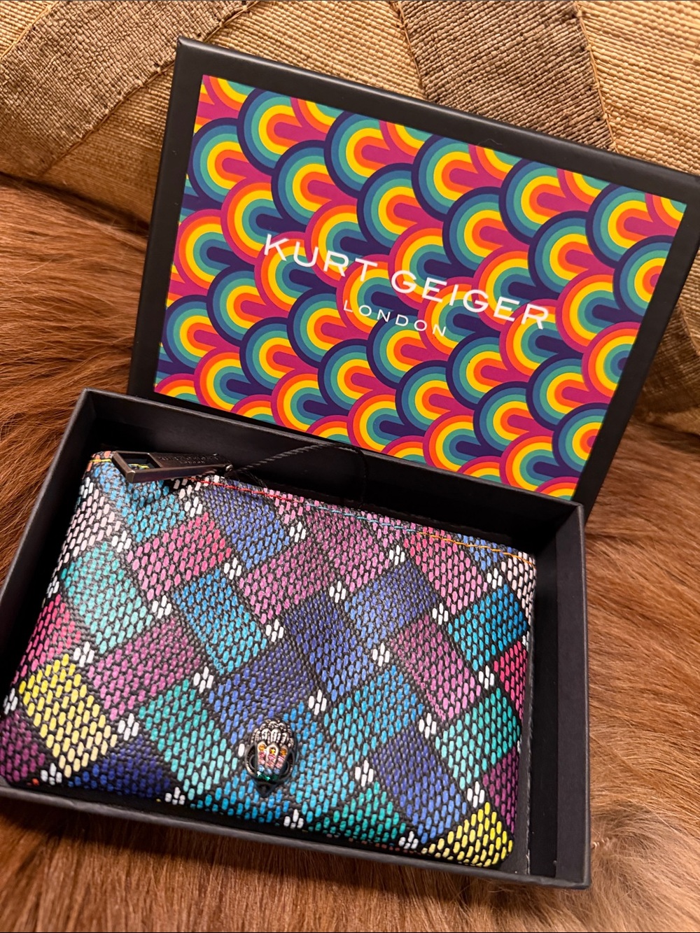 Kurt Geiger Multicolor Woven Leather Wallet NWT & NWB - Picture 6 of 6